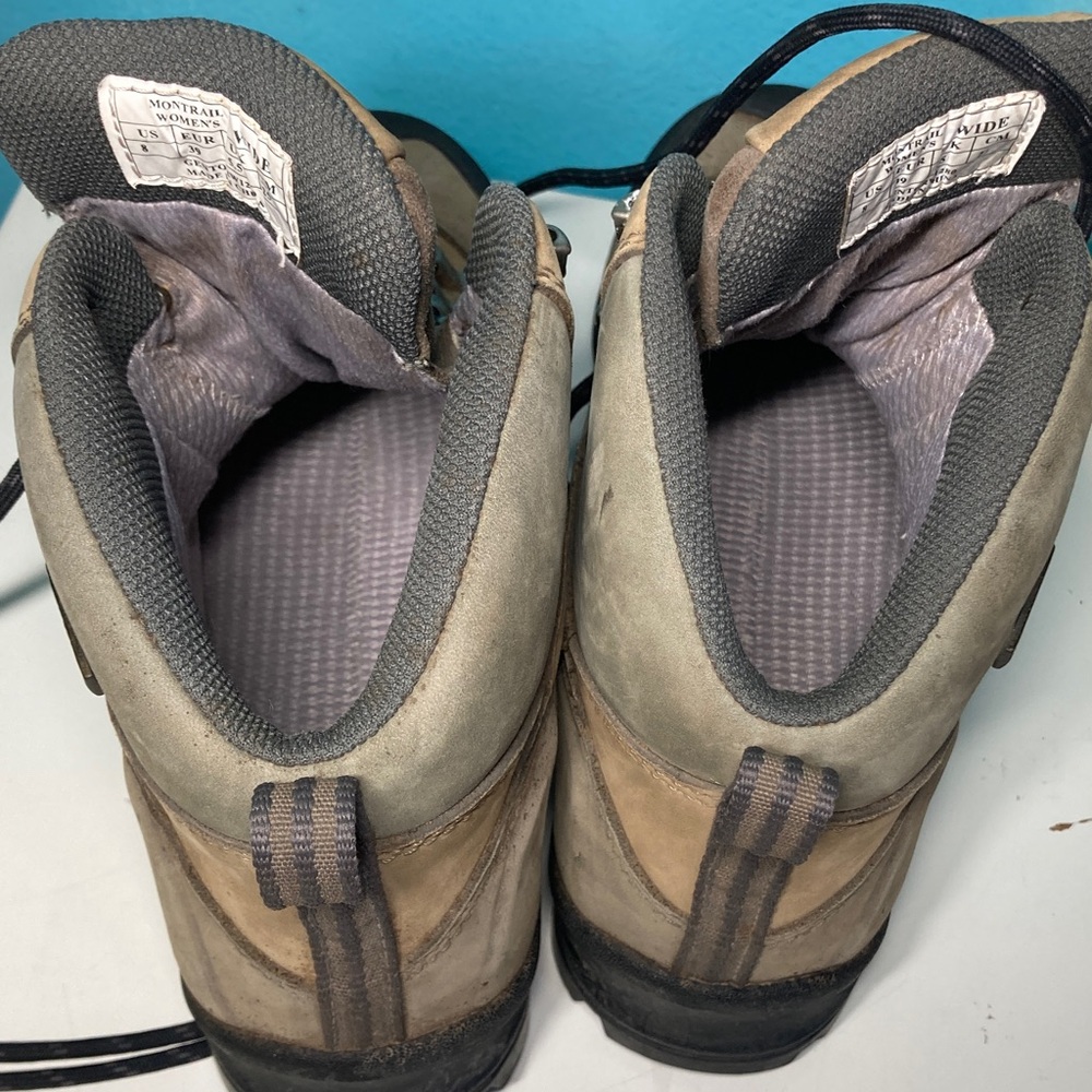 Montrail Goretex Brown Leather Hiking Boots Womens Size 8 / 39 Wide Waterproof - Picture 7 of 15
